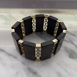 Coffee Brown Resin with Gold Tone Metal Bracelet